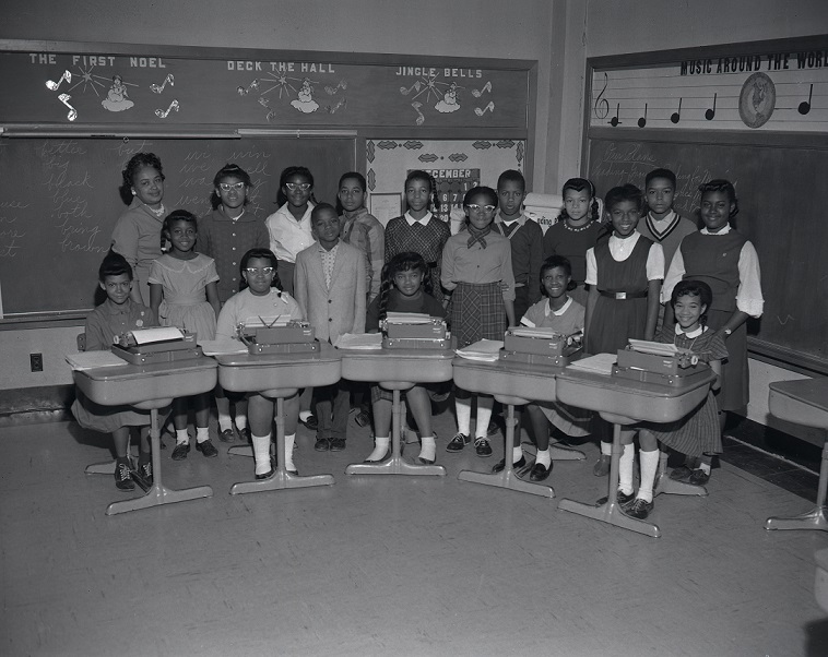 View of a typing class at McKissack Elementary in August, 1961