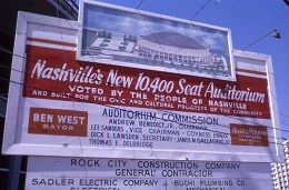 Sign advertising the construction of the Municipal Auditorium