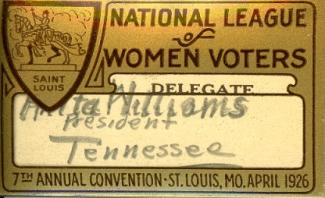Anita Williams' Convention badge from 1926