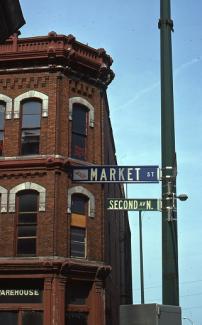 View of Market Street/2nd Ave sign from 1976 Market Street Festival 