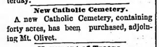 News clipping for Calvary Cemetery's opening, 1868
